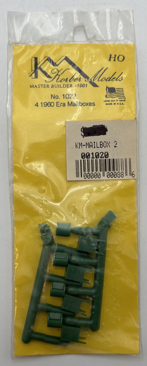 Korber 1022 HO Scale Green 1900 Early Era Mailboxes (Pack of 4)