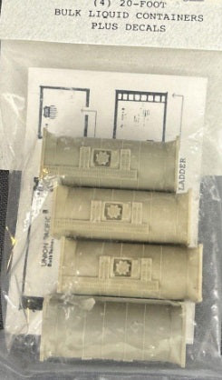 Fine N Scale Products FNR-2280 N 20' Bulk Liquid Containers W/Decals(Pack of 4)