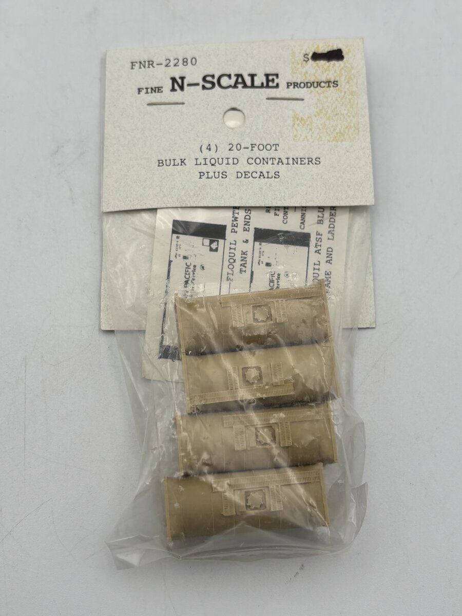 Fine N Scale Products FNR-2280 N 20' Bulk Liquid Containers W/Decals(Pack of 4)