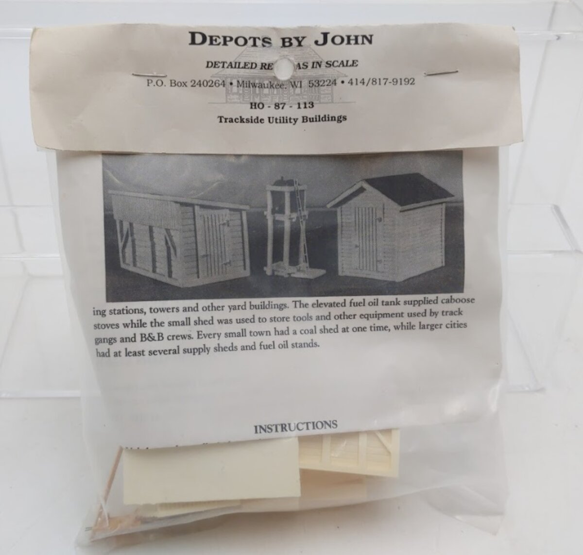 Depots By John 87-113 HO Scale Trackside Utility Buildings