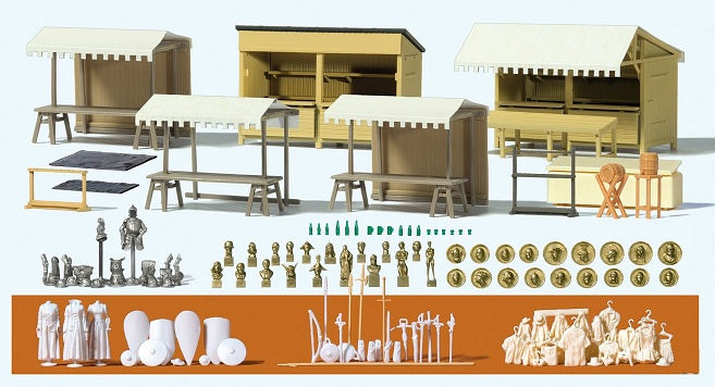 Preiser 17216 HO Medieval Festival Concession Stands and Detail Set