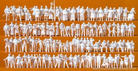 Preiser 16359 HO Unpainted Medieval Festival Plastic Figure Kit (Set of 125)