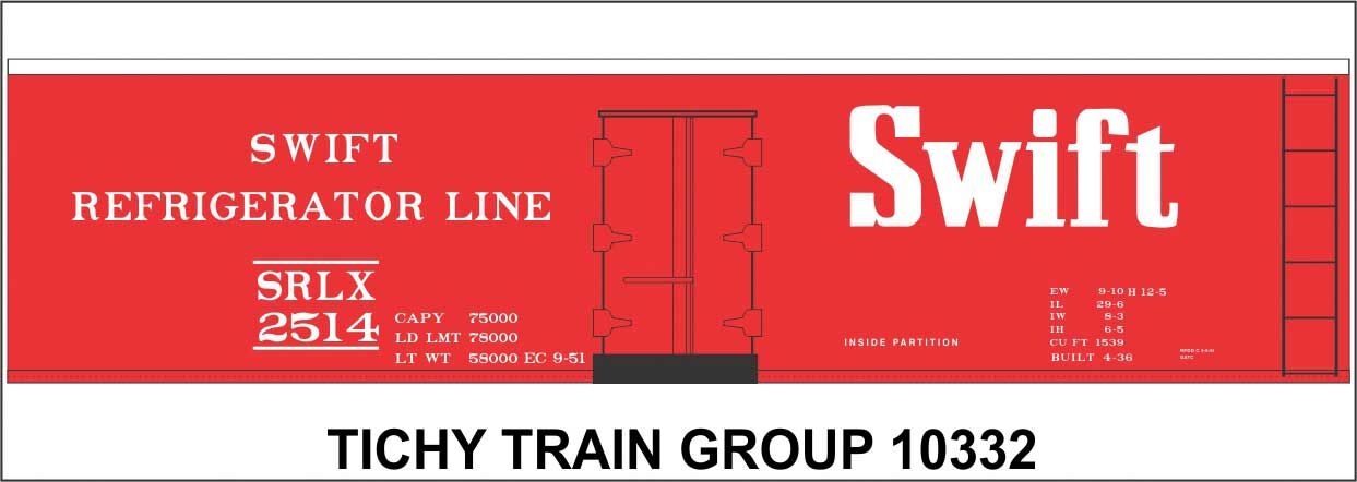 Tichy 10332 HO Swift 40' Steel Reefer Decal Sheet