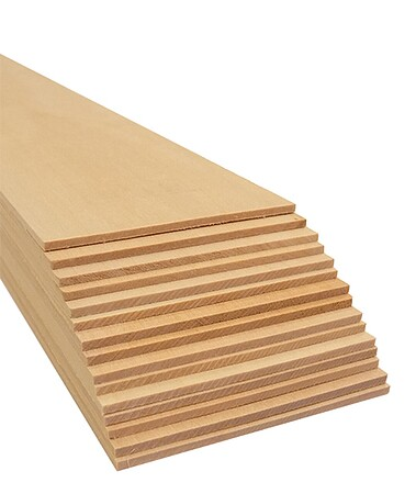Bud Nosen Models 3213 3/32" x 3" x 24" Basswood Sheets (Pack of 15)
