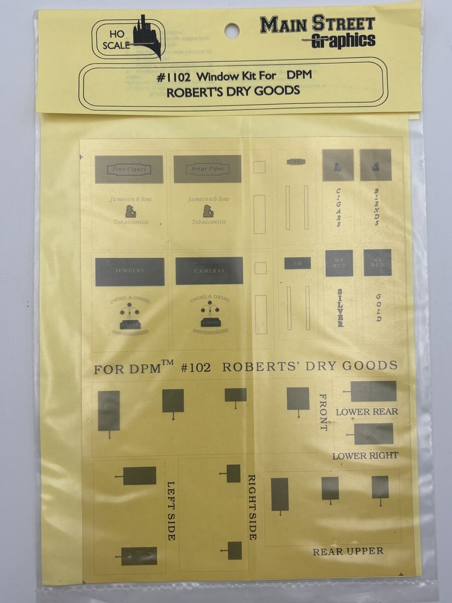 Main Street Graphics 1102 HO Robert's Dry Goods DPM Window Kit