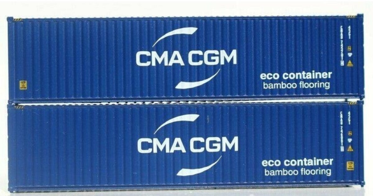 JTC Model Trains 405066 N CMA CGM 40' Hi-Cube C.S. Container (Pack of 2)