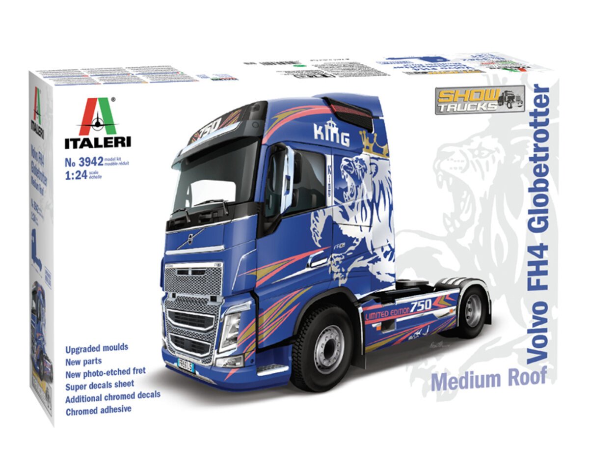 Italeri 3942 1:24 Volvo FH4 Globetrotter Medium Roof Truck Plastic Model Kit
