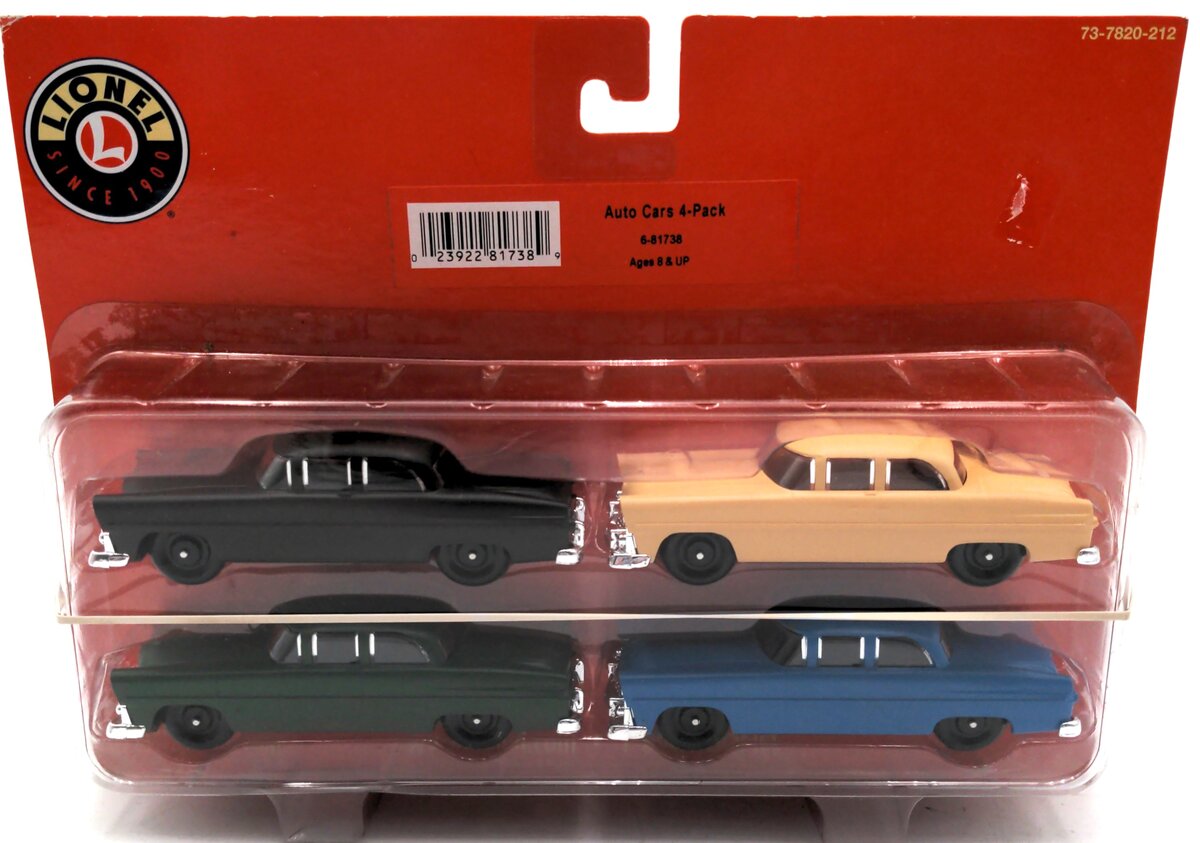 Lionel 6-81738 Auto Car 4-Pack (Brown, Cream, Green, Blue