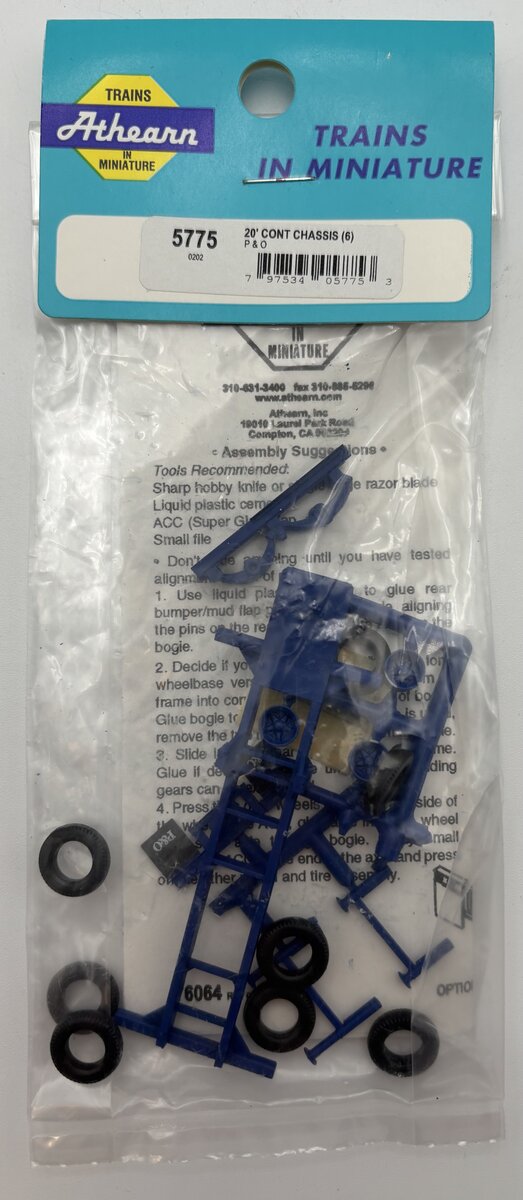 Athearn 5775 HO P & O 20' Container Chassis Kit