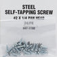 Walthers 947-1190 HO Steel Self-Tapping Screw #2 X 1/4 Pan Head (Pack of 24)