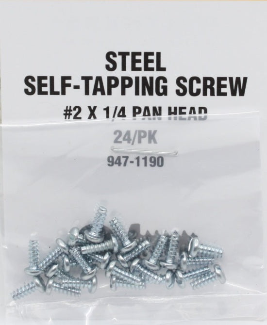 Walthers 947-1190 HO Steel Self-Tapping Screw #2 X 1/4 Pan Head (Pack of 24)