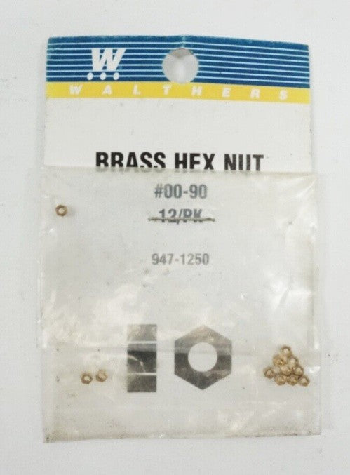 Walthers 947-1250 HO Scale Brass Hex Nut #00-90 (Pack of 12)