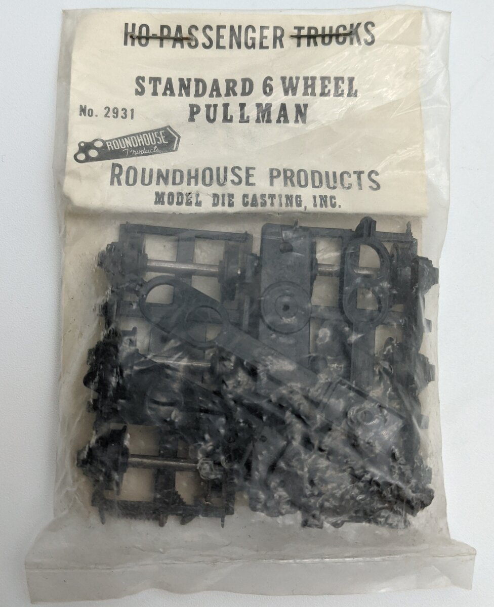 Roundhouse 2931 HO Scale Plastic 6 Wheel Pullman Passenger Car Trucks (Pair)