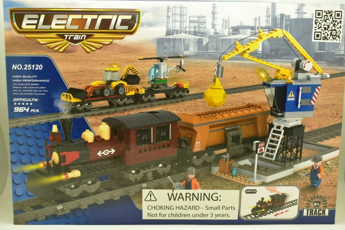 Imex 25120 Electric Steam Train with Crane Building Block Set Battery Operated