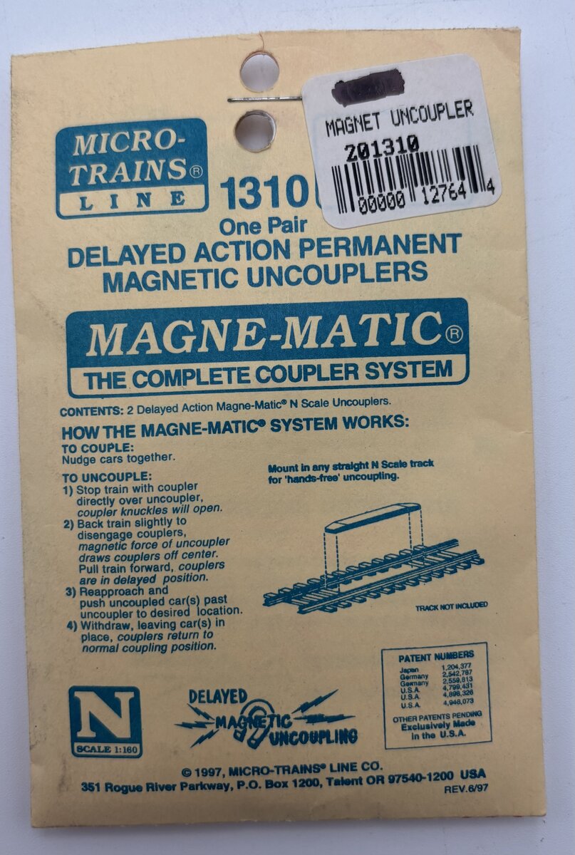Micro-Trains 1310 N Scale Delayed Action Permanent Magnet Uncouplers