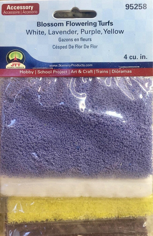 JTT Scenery Products 95258 White, Lavender, & Purple Blossom Flower Turfs