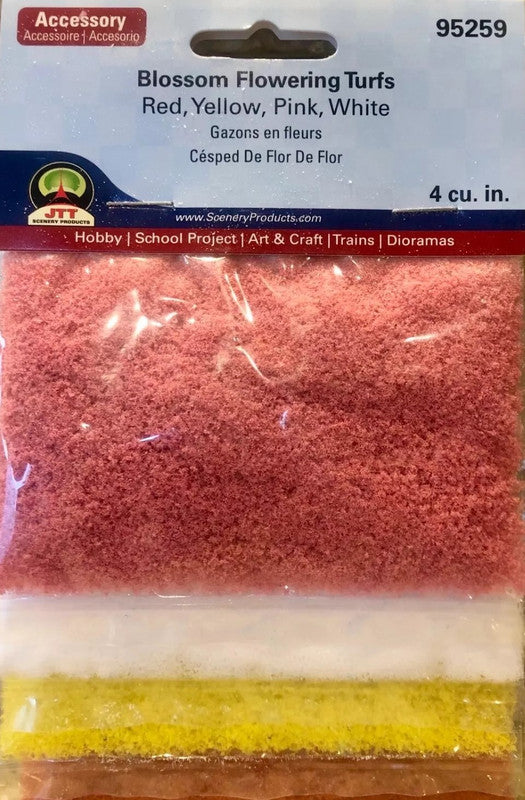 JTT Scenery Products 95259 Red, Yellow, Pink & White Blossom Flowering Turfs