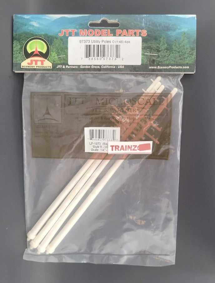 JTT Scenery Products 97373 O/1:48 Scale 1/4" White Utility Poles (Pack of 4)