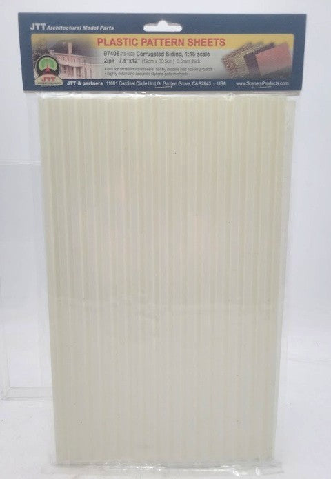 JTT Scenery Products 97406 1:16 Scale Live Steam Corrugated Siding (Pack of 2)