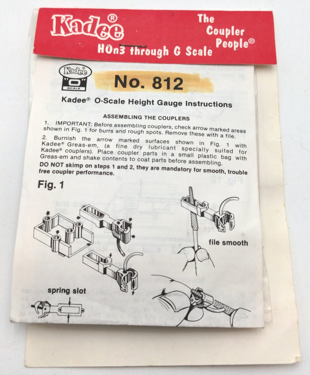 Kadee 812 O Scale Coupler Height Gauge With Instructions