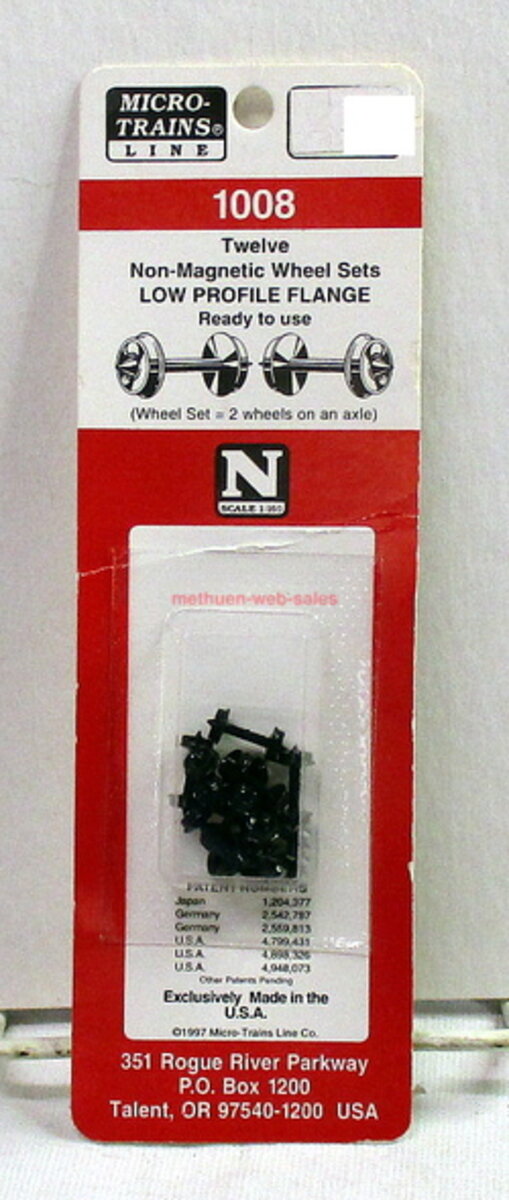 Micro-Trains 1008 N Non-Magnetic Low Profile Wheel Set