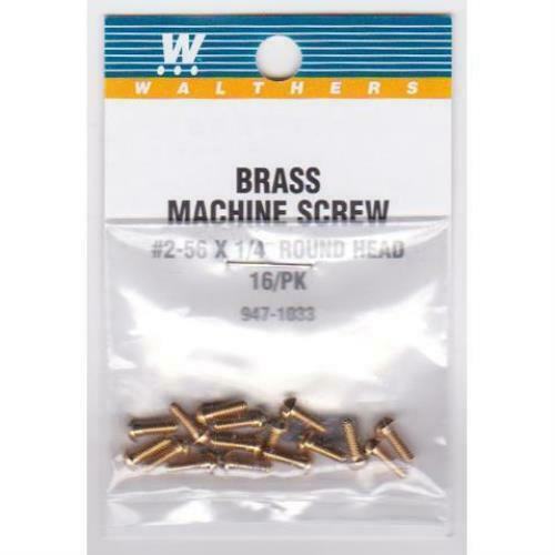 Walthers 947-1033 Brass Machine Screw #2-56 X 1/4 Round Head (Pack of 16)