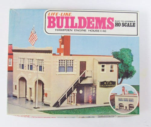 Life Like 01390 HO Scale Hampden Fire Engine House # 46 Building Kit
