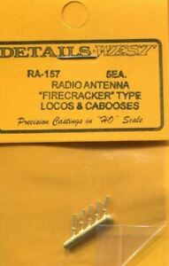Details West RA-157 HO Firecraker Radio Antenna for Locos & Caboose (Pack of 5)