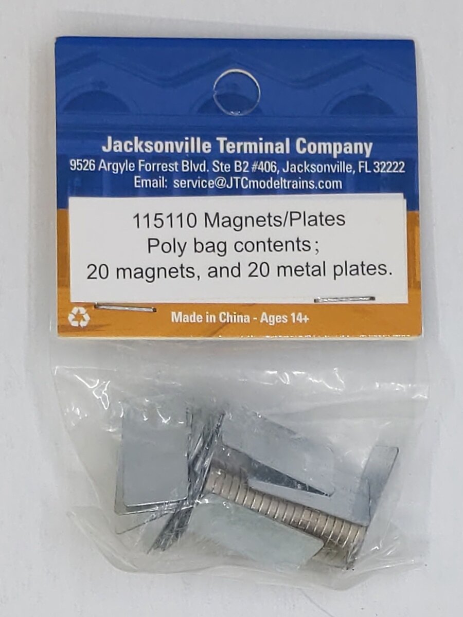 JTC Model Trains 115110 Magnets and Plates (Pack of 20)