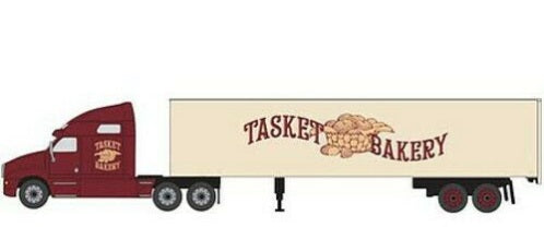 Classic Metal Works TC107 HO Tan Tasket Bakery 2000's Semi Tractor Trailer Set