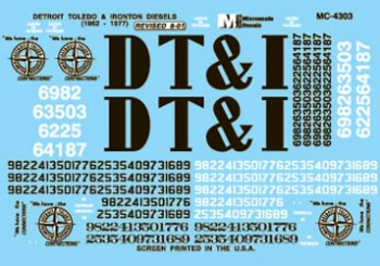 Microscale MC-4303 HO 1956-1977 Detroit Toledo & Ironton Diesel Loco Decal Sheet