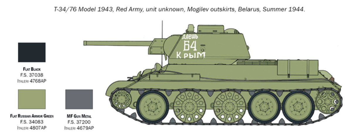 Italeri 7078 1:72 T-34/761943 Russian Military Tank Model Kit