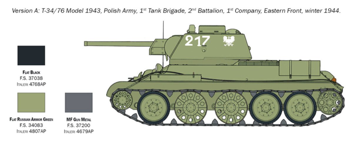 Italeri 7078 1:72 T-34/761943 Russian Military Tank Model Kit