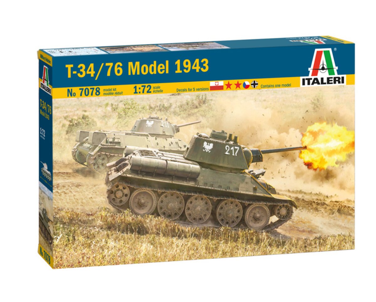 Italeri 7078 1:72 T-34/761943 Russian Military Tank Model Kit