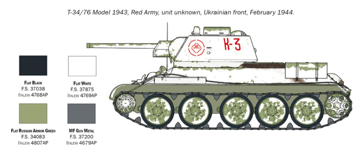 Italeri 7078 1:72 T-34/761943 Russian Military Tank Model Kit