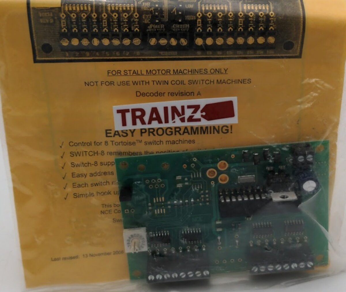 NCE Switch-8 Accessory Decoder Control for 8 Tortoise Switch Machines