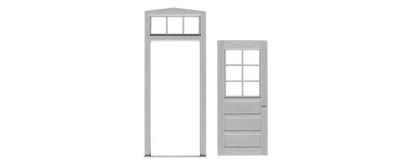 Tichy 2033 O 6 Lite Door and Frame 36" W x 84" H W/Glazing & Shades (Set of 2)