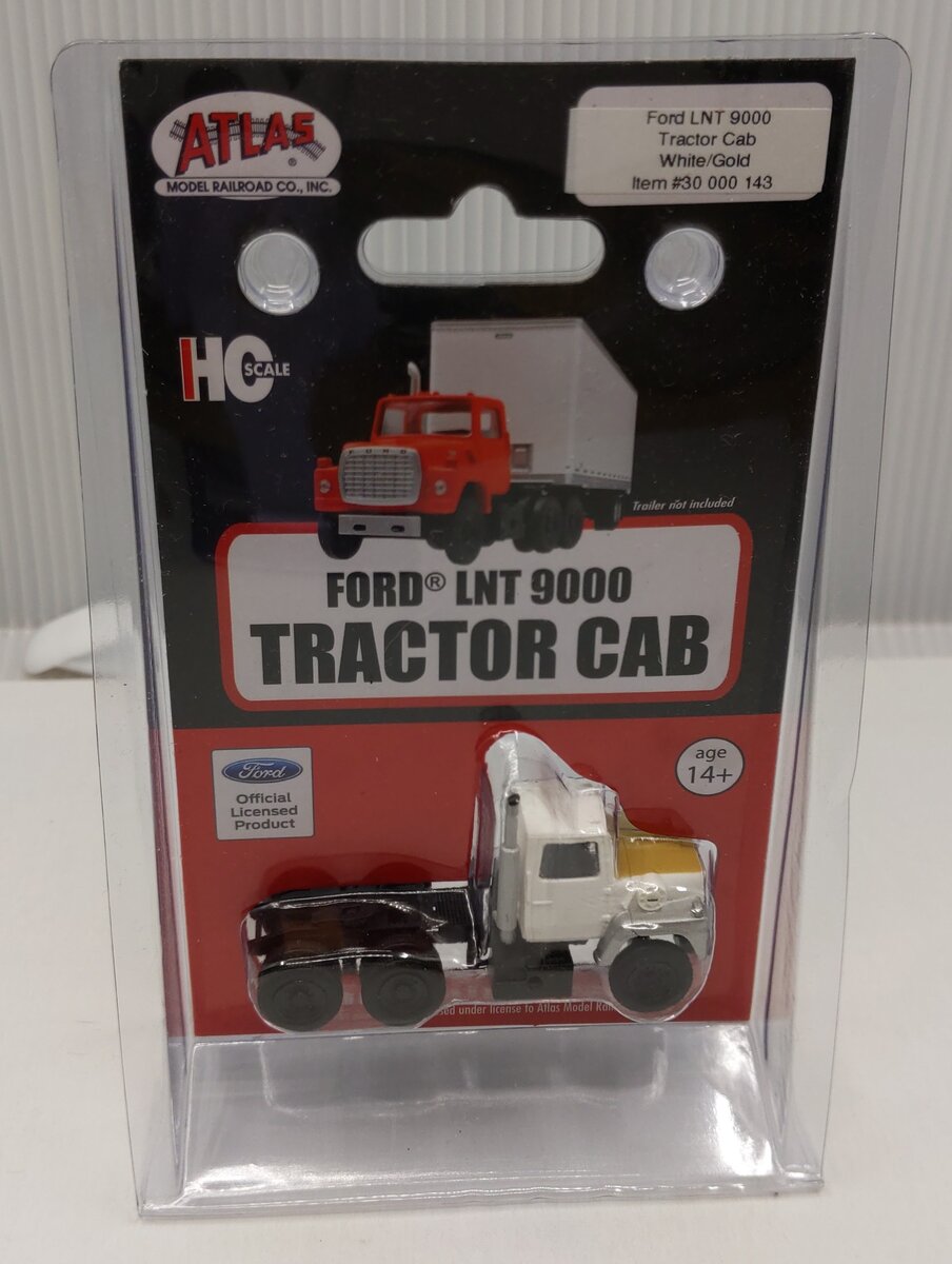 Atlas 30000143 HO Scale White/Gold Ford LNT 9000 Tractor Cab