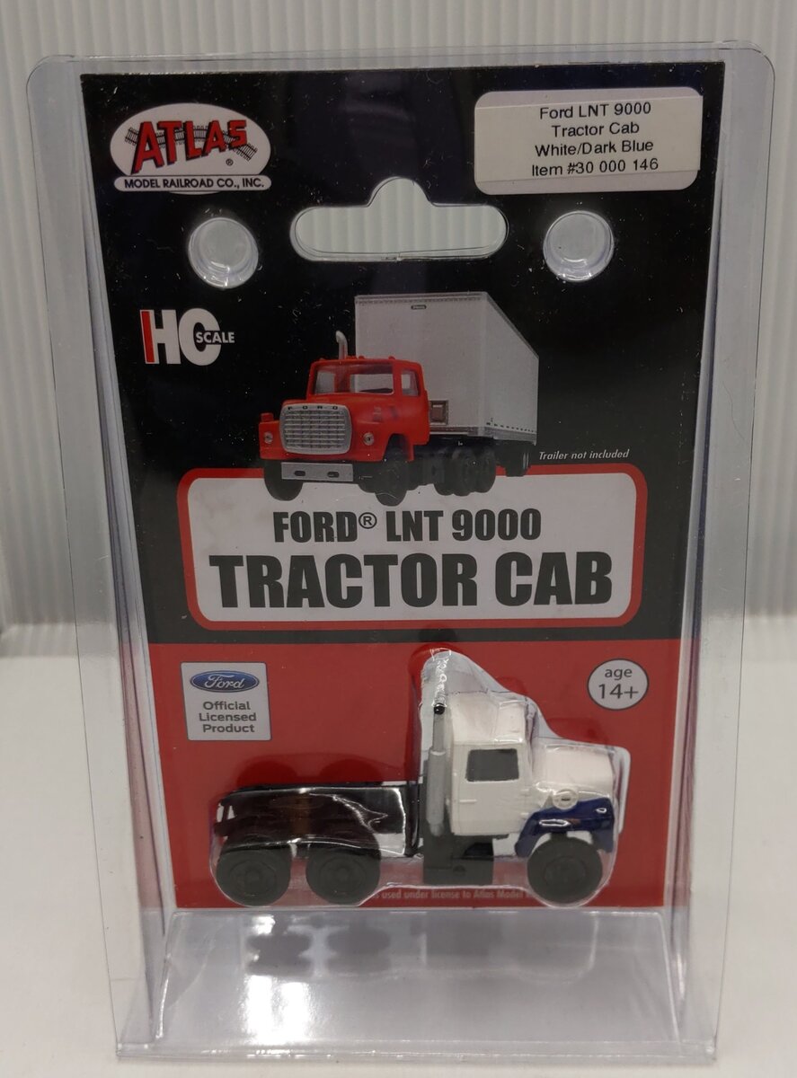 Atlas 30000146 HO Scale White/Dark Blue Ford LNT 9000 Tractor Cab