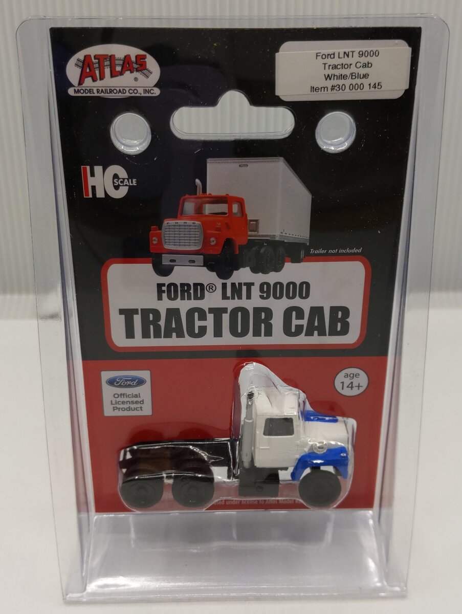 Atlas 30000145 HO Scale White/Blue Ford LNT 9000 Tractor Cab