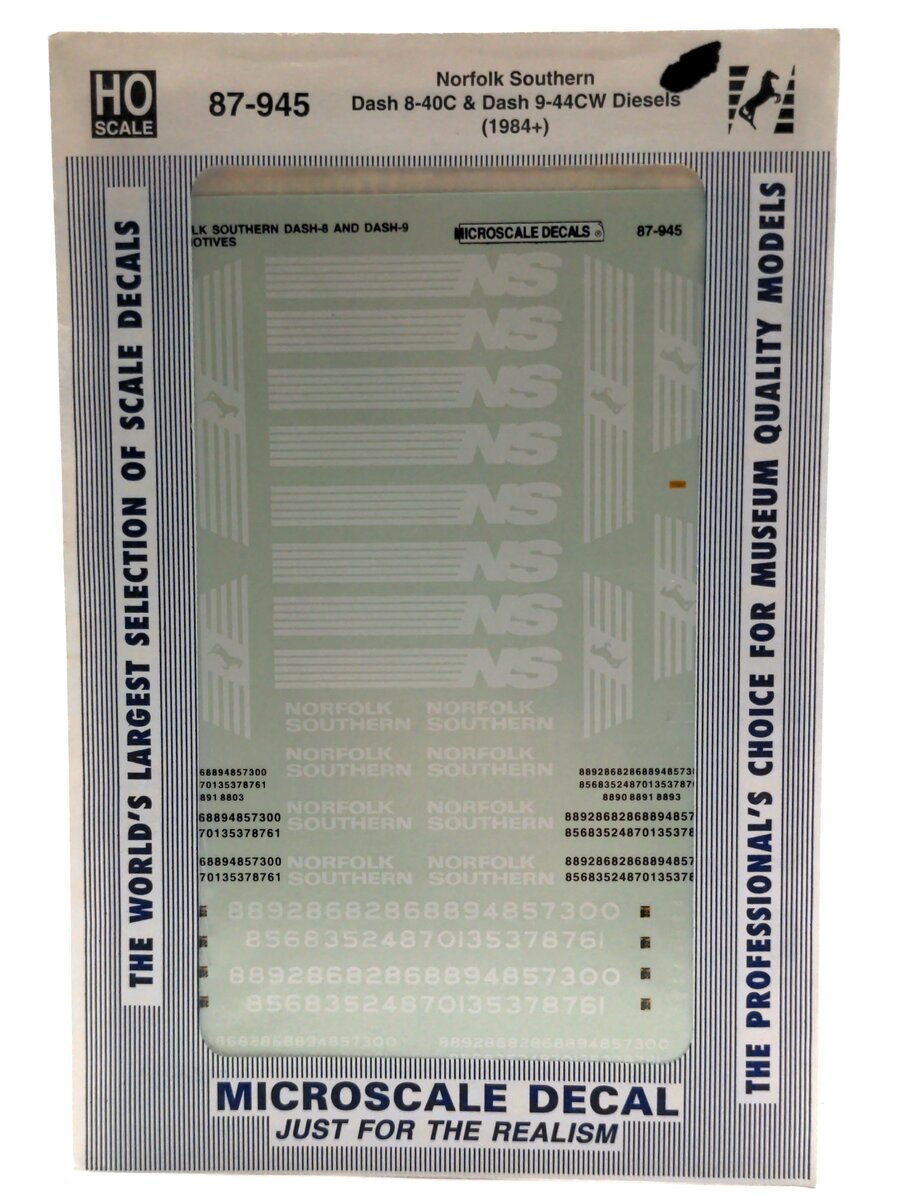 Microscale 87-945 HO Norfolk Southern GE Dash-8 & Dash-9 Locomotive Decal Sheet