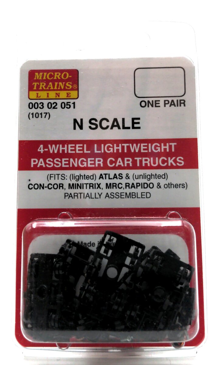 Micro-Trains 00302051 (1017) N 4-Wheel Lightweight Passenger Car Trucks