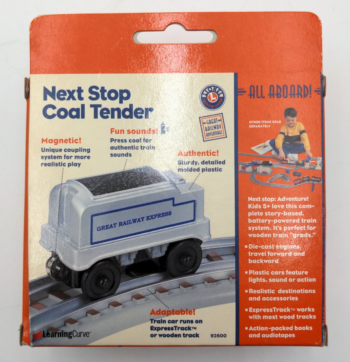 Lionel 92600 Learning Curve Next Stop Coal Tender Great Railway Adventures