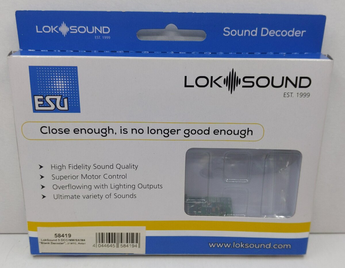 LokSound By ESU 58419 LokSound 5 DCC/MM/SX/M4 Blank Decoder 21 MTC