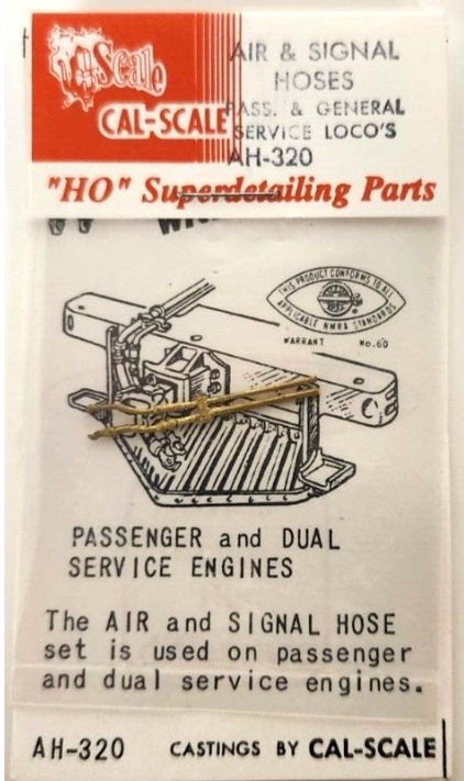 Cal Scale AH-320 HO Air & Signal Hoses Pass & General Services Loco''s Brass