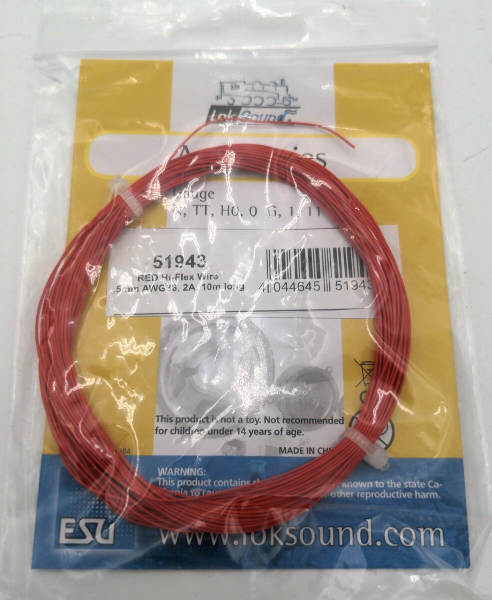 LokSound By ESU 51943 10m Bundle 0.5mm Diameter AWG36 Red Super Thin Cable