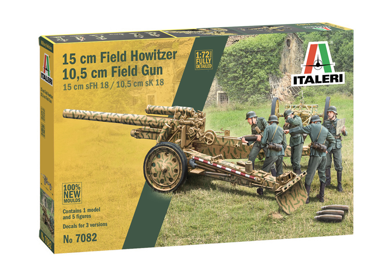 Italeri 7082 1:72 15 cm Field Howitzer/10.5 cm Field Gun Military Artillery Kit