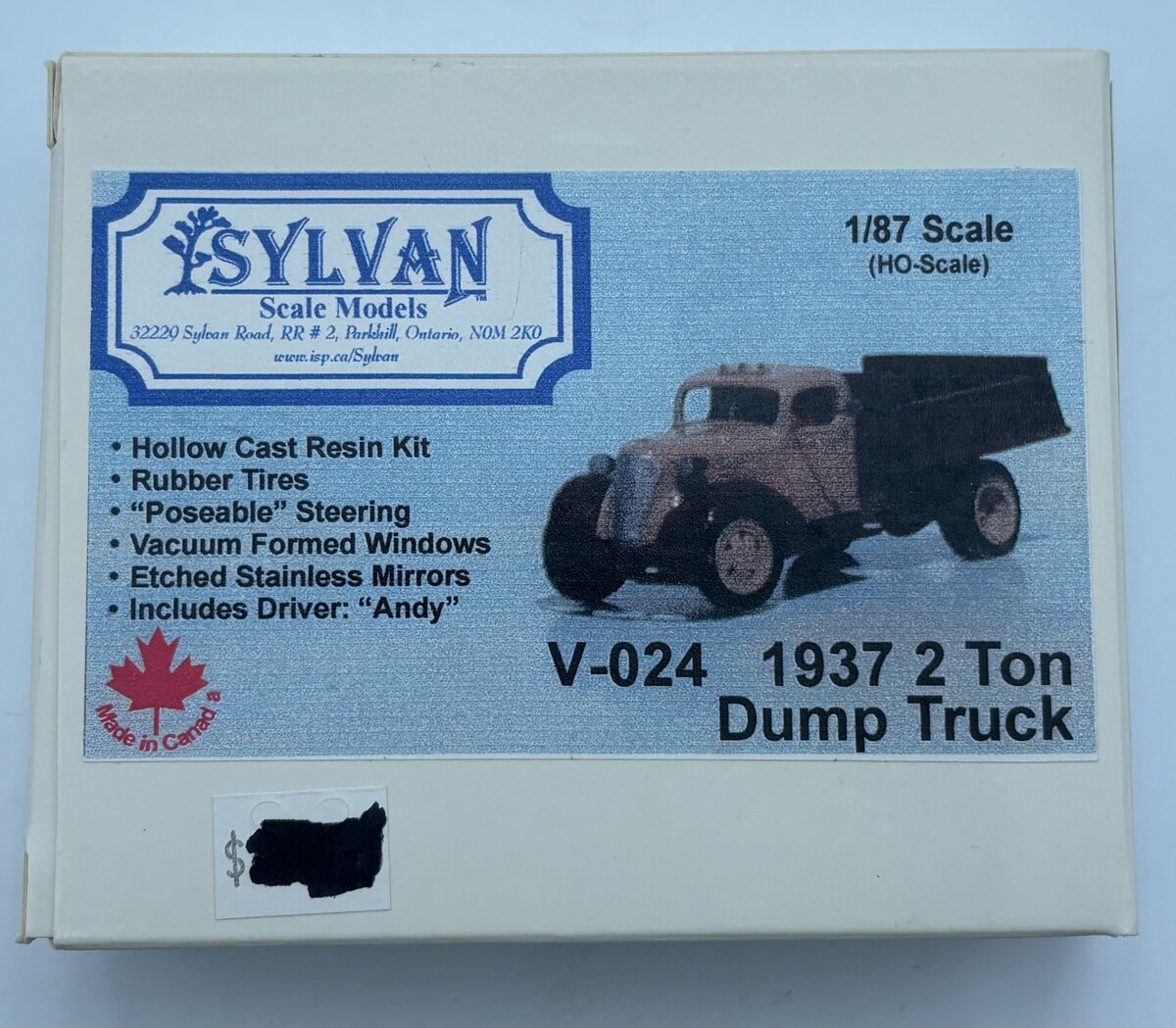Sylvan Scale Models V-024 HO Scale 1937 2 Ton Dump Truck Kit