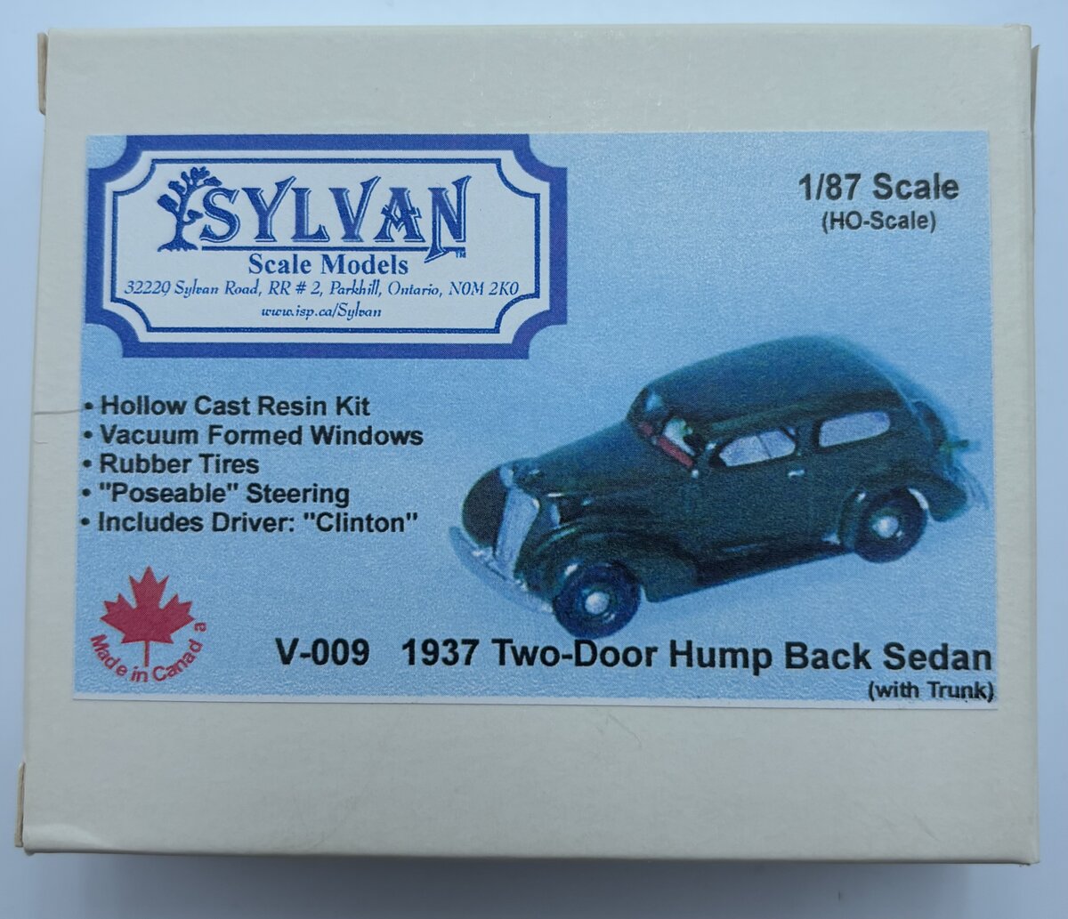 Sylvan Scale Models V-009 HO Scale 1973 Two Door Hump Back Sedan Kit