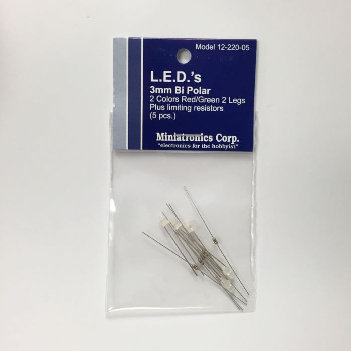 Miniatronics 12-220-05 L.E.D'S 3mm Red/Green Bi Polar Plus Limiting Resistor